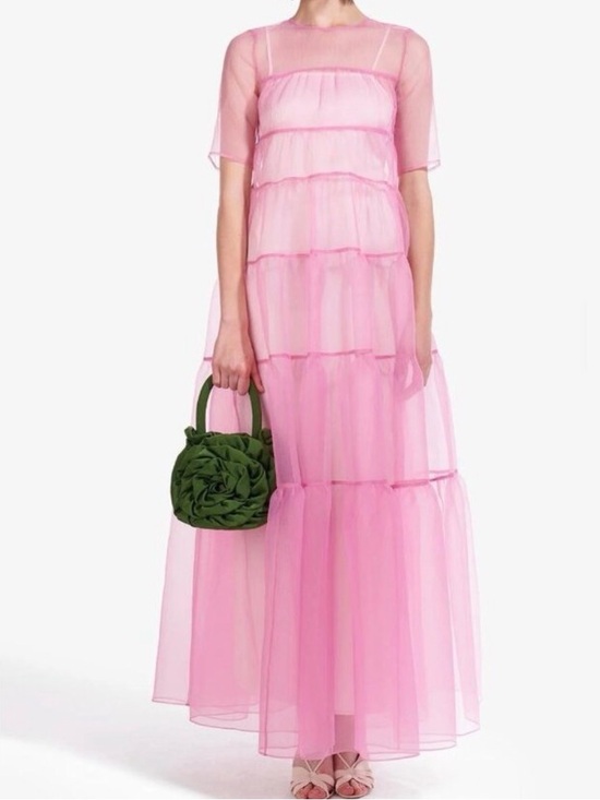 STAUD Dresses & Skirts - STAUD Pink Tiered Sheer Maxi Dress